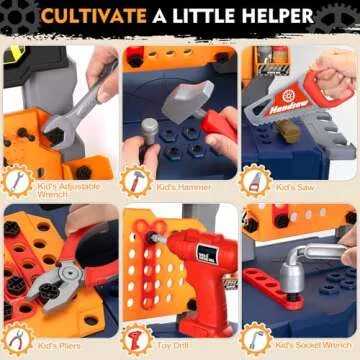 Kids Tool Bench Set with Electric Drill & Chair