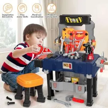 Kids Tool Bench Set with Electric Drill & Chair