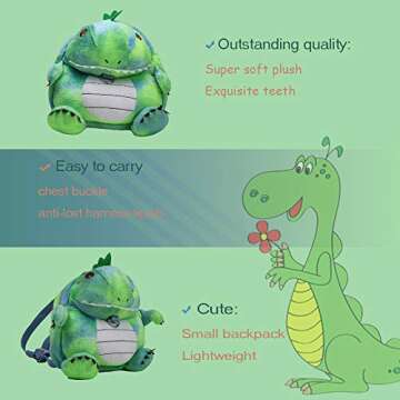 Heltid Kids Dinosaur Toddler Backpack with Leash,Cute Plush Animal Backpack for boys