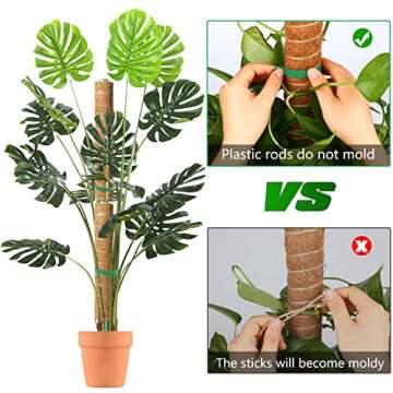 Moss Pole for Monstera 2Pcs 15.7 Inch Plants Stake Indoor Coir Moss Sticks Plant Support Pole with Garden Tie for Climbing Plant Support Extension Used to Make Many Handicrafts