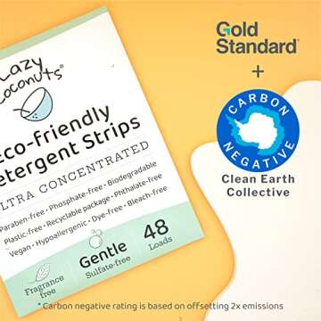 LAZY COCONUTS Laundry Detergent Sheets - Sulfate-free, Gentle - For Sensitive Skin, Baby, Hand Wash - Eco Friendly, Natural, Hypoallergenic, Sulfate Free, Fragrance Free, Unscented Laundry Soap