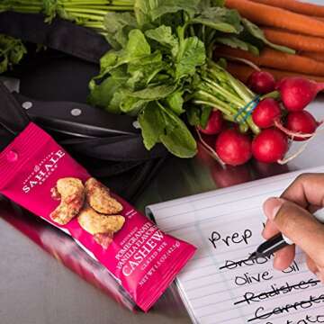 Sahale Snacks Pomegranate Vanilla Cashews, 1.5 oz Bags (18 Packs) - Dry-Roasted Deluxe Mixed Nuts with Pomegranate Infused Apples & Madagascar Vanilla - Non-GMO, Kosher, & Certified Gluten-Free Snacks