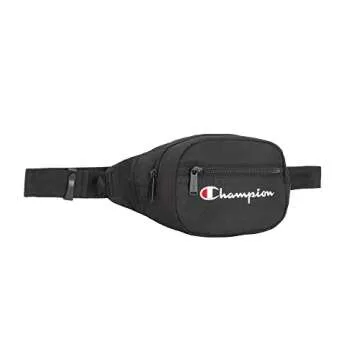 Champion Waist Pack, Black/White Logo, One Size