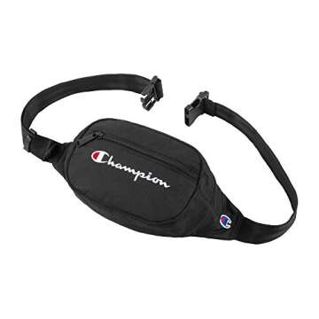 Champion Waist Pack, Black/White Logo, One Size