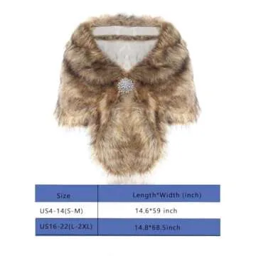 Aukmla Women's Brown Faux Fur Shawl for Weddings