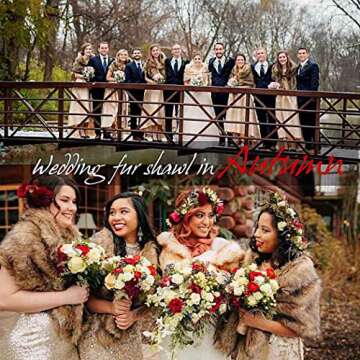 Aukmla Women's Brown Faux Fur Shawl for Weddings
