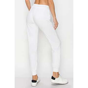 ALWAYS Women's Fleece Lined Jogger - Warm Buttery Soft Casual Cozy Winter Sweatpants with Pockets White M