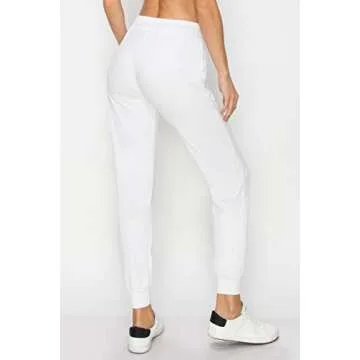 ALWAYS Women's Fleece Lined Jogger - Warm Buttery Soft Casual Cozy Winter Sweatpants with Pockets White M