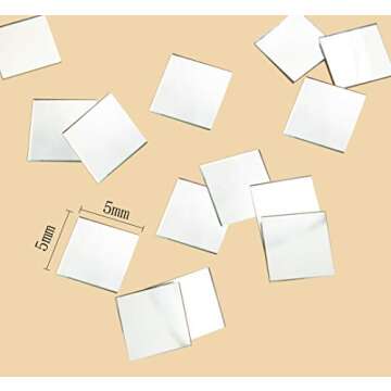 Pcxino 5760Pieces 5x5mm Mirror Stickers,Self-Adhesive Mini Square Glass Mirrors Mosaic Tiles,Mirror Mosaic Tiles for Crafts