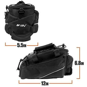 BV Bike Commuter Trunk Bag with Reflective Safety Trim
