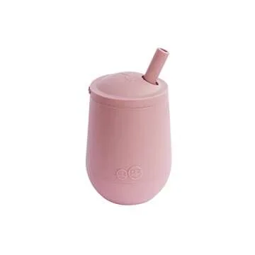 ezpz Mini Cup + Straw Training System - 9 Months+ (Blush) - 100% Silicone Training Cup for Infants + Toddlers - Designed by a Pediatric Feeding Specialist