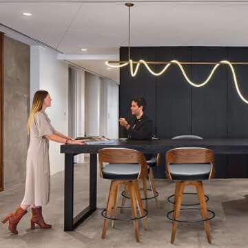 MEKLIBA Barstools Set of 2,Counter Height Bar Stools for Kitchen Island,26.8 Inch Modern Upholstered Bar Chair, Swivel Counter Stools with Wood Back and Bamboo Legs (Black-PU)