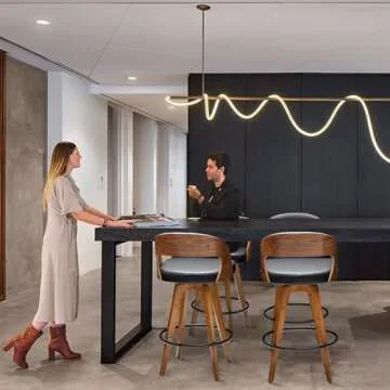 MEKLIBA Barstools Set of 2,Counter Height Bar Stools for Kitchen Island,26.8 Inch Modern Upholstered Bar Chair, Swivel Counter Stools with Wood Back and Bamboo Legs (Black-PU)