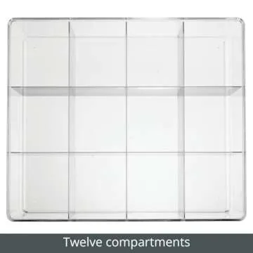 mDesign Plastic 12 Compartment Divided Drawer and Closet Storage Bin - Organizer for Scarves, Socks, Ties Bras, and Underwear - Dress Drawer Organizer, Shelf Organization - Clear
