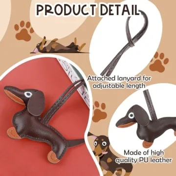 Dachshund Keychain Cute Leather Dog Charm Gift for All