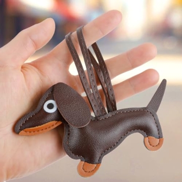 Dachshund Keychain Cute Leather Dog Charm Gift for All