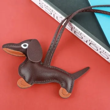 Dachshund Keychain Cute Leather Dog Charm Gift for All