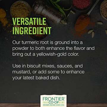 Frontier Co-op Organic Turmeric Root Powder, 6.21-Ounce Bag - Made with Ground Turmeric Roots - Perfect for Cooking and Herbal Uses