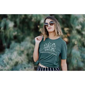 Book Lovers T-Shirt Women Funny Wildflowers Cute Book Reading Shirts Teacher Short Sleeve Tee Tops
