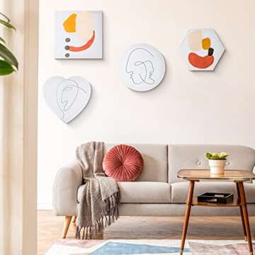 Thenshop 24 Pieces Stretched Canvas for Painting Bulk Blank Canvas Board, Square Round Hexagon Heart Shaped Frame for Kids Art Supplies for Acrylic Pouring Oil Painting(Assorted Shapes)