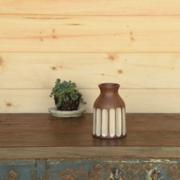 Textured Rust Brown Grey Ceramic Vase Elegant Home Decor