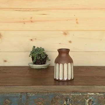 Textured Rust Brown Grey Ceramic Vase Elegant Home Decor