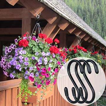 3 Inch Vinyl Coated S Hooks,S Hooks for Hanging Plants ,10 Pack Non Slip Heavy Duty S Hooks ,Small Rubber Coated Steel Metal Black Closet S Hooks for Hanging Jeans Plants Jewelry Pot Pan Cups Towels