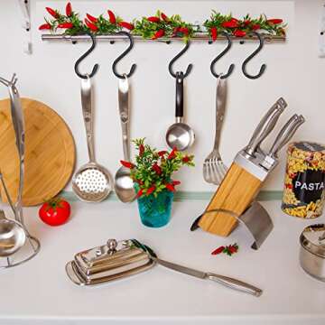 3 Inch Vinyl Coated S Hooks,S Hooks for Hanging Plants ,10 Pack Non Slip Heavy Duty S Hooks ,Small Rubber Coated Steel Metal Black Closet S Hooks for Hanging Jeans Plants Jewelry Pot Pan Cups Towels