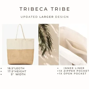TRIBECA TRIBE Large Beach bag for women - travel tote beach bag- women vacation beach bag hat holding beach bag - beach tote (Sand)