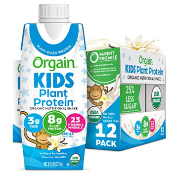 Orgain Organic Kids Nutritional Vegan Protein Shake, Vanilla - Healthy Kids Snacks, 8g Plant Protein...