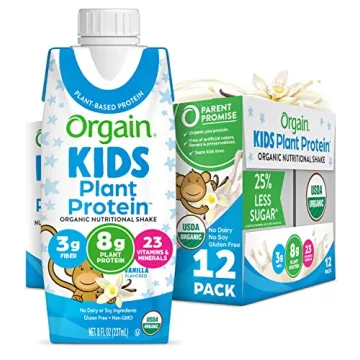 Orgain Organic Kids Nutritional Vegan Protein Shake, Vanilla - Healthy Kids Snacks, 8g Plant Protein...