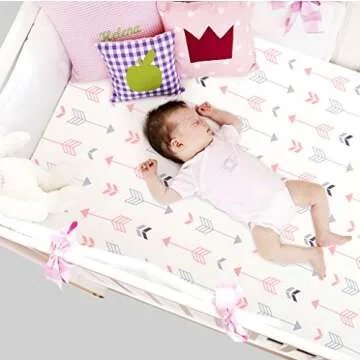 Baby Crib Sheets 2 Pack – Ultra Soft & Stretchy, Fits Standard Crib Mattress (52” x 28”) – Breathable & Wrinkle-Free, Perfect for Boys & Girls, Newborn to Toddler, Durable & Snug Fit Pink White Arrow