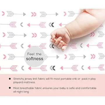 Baby Crib Sheets 2 Pack – Ultra Soft & Stretchy, Fits Standard Crib Mattress (52” x 28”) – Breathable & Wrinkle-Free, Perfect for Boys & Girls, Newborn to Toddler, Durable & Snug Fit Pink White Arrow