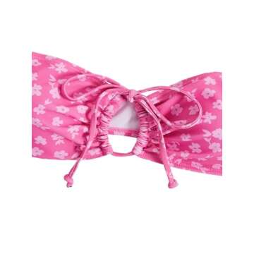 GORGLITTER Women's Ditsy Floral Swimsuits Strapless Bandeau High Waisted Thong Bikini Set Bathing Suit Pink Medium