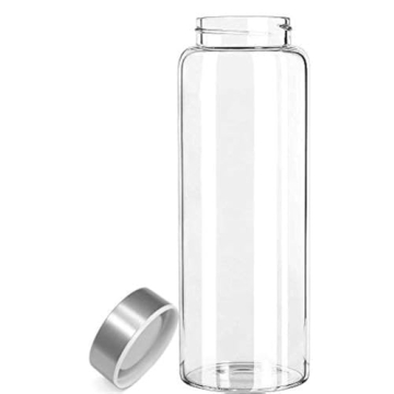 Kablo 32 oz Glass Water Bottle, Wide Mouth, BPA Free with Leak-Proof Stainless Steel Lid (1st Generation)