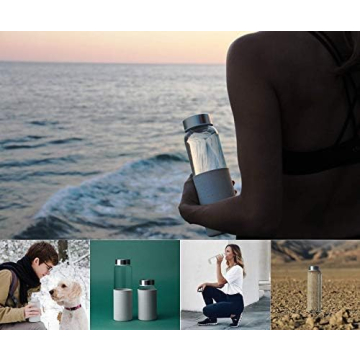 Kablo 32 oz Glass Water Bottle, Wide Mouth, BPA Free with Leak-Proof Stainless Steel Lid (1st Generation)