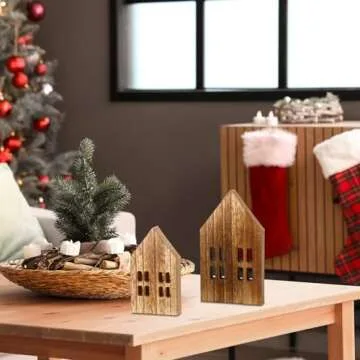 Yousoontic Wooden Houses Set - Perfect for Christmas Crafts