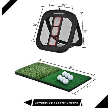 DURARANGE Pop-up Golf Chipping Net Set - Foldable Training Kit with 2 Hitting Mats, 6 Practice Balls...