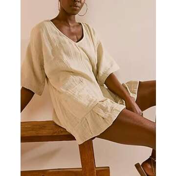 Zontroldy Women's Casual V Neck One Piece Jumpsuit Shorts Summer Short Romper Dresses with Pockets(1241-Apricot-XS)