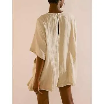 Zontroldy Women's Stylish Summer Romper with Pockets