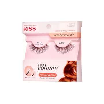 KISS True Volume Multi-Layered False Eyelashes with Tapered End Technology, 100% Natural Hair, Cruelty Free, Reusable, Contact Lens Friendly, “Ritzy”, 1 Pair