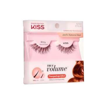 KISS True Volume Multi-Layered False Eyelashes with Tapered End Technology, 100% Natural Hair, Cruelty Free, Reusable, Contact Lens Friendly, “Ritzy”, 1 Pair