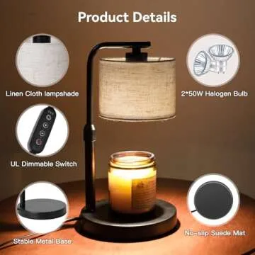 Elegant Candle Warmer Lamp with Timer and Dimming Function