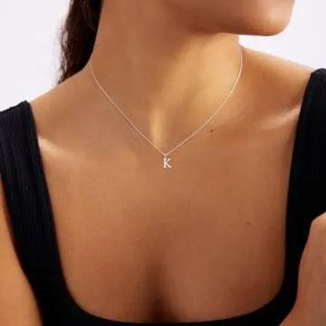 Foxgirl Initial Necklaces for Women-Dainty 14K Gold Plated/Silver Letter Necklace Simple A-Z Choker Necklace Simple Cute Personalized Monogram Name Necklace Jewelry Gift for Women