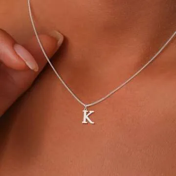 Foxgirl Initial Necklaces for Women-Dainty 14K Gold Plated/Silver Letter Necklace Simple A-Z Choker Necklace Simple Cute Personalized Monogram Name Necklace Jewelry Gift for Women