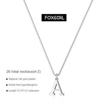 Foxgirl Initial Necklaces for Women-Dainty 14K Gold Plated/Silver Letter Necklace Simple A-Z Choker Necklace Simple Cute Personalized Monogram Name Necklace Jewelry Gift for Women