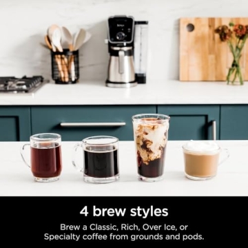 Ninja CFP305 DualBrew Pro 12-Cup Specialty Coffee Maker with Thermal Carafe, Single-Serve, Grounds, compatible with K-Cup pods, with 4 Brew Styles, Hot Water System & Frother - Black/Silver (Renewed)