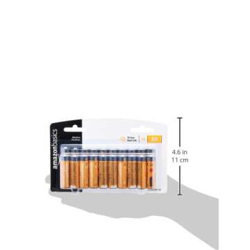 Amazon Basics 20-Pack AA Alkaline Batteries, 1.5 Volt, Long-Lasting Power