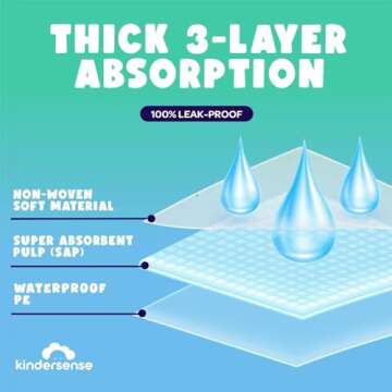 KinderSense® Ultra Absorbent Disposable Bed Pads for Potty Training 33.5" x 31" (20 Count) - Bedwetting Mat & Mattress Protector - Incontinence Pads with Adhesive Leakproof | Alt. to Training Pants