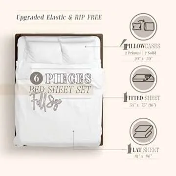 Elegant Comfort Holiday Printed 6-Piece Sheet Set, 1500 Thread Count, Breathable and Super Soft Material, Wrinkle Resistant, Fitted Sheets with Smart Pockets, 6PC Full, Snow Flake Burgundy